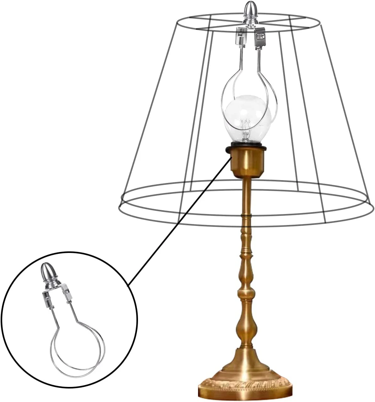 Kakanuo Lamp Shade Harp Holder Adapter Kit Clip On Lampshade Light