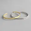 Custom Fashion Jewelry 925 sterling silver bracelet Simple and irregular concave and convex gold foil pattern ladies bangles