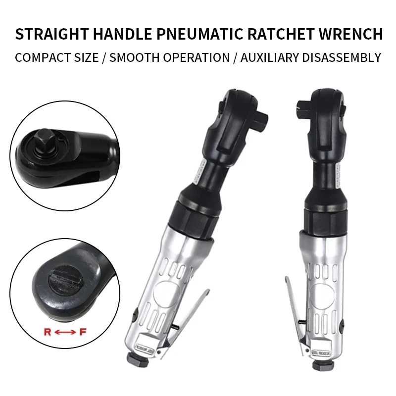 1/4" 3/8" Pneumatic Air Wrench Tools Square Drive Straight Shank Ratchet Wrench 