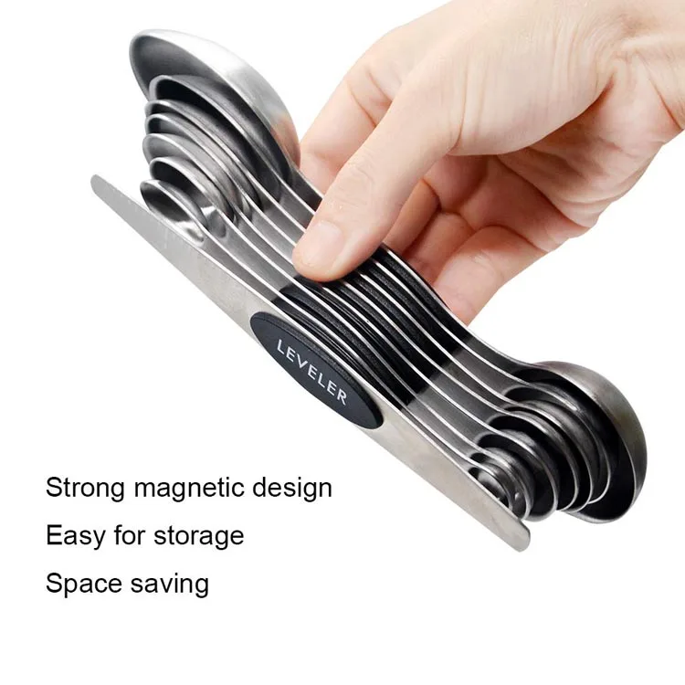 6Pcs Double End 430 Magnetic Stainless Steel Measuring Spoon Set