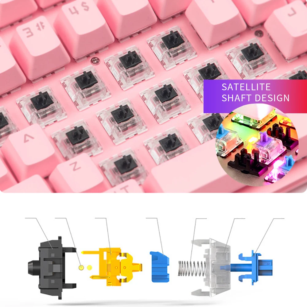 Ajazz Robocop Pink Mechanical Keyboard Rgb Backlit Wired 104key Layout