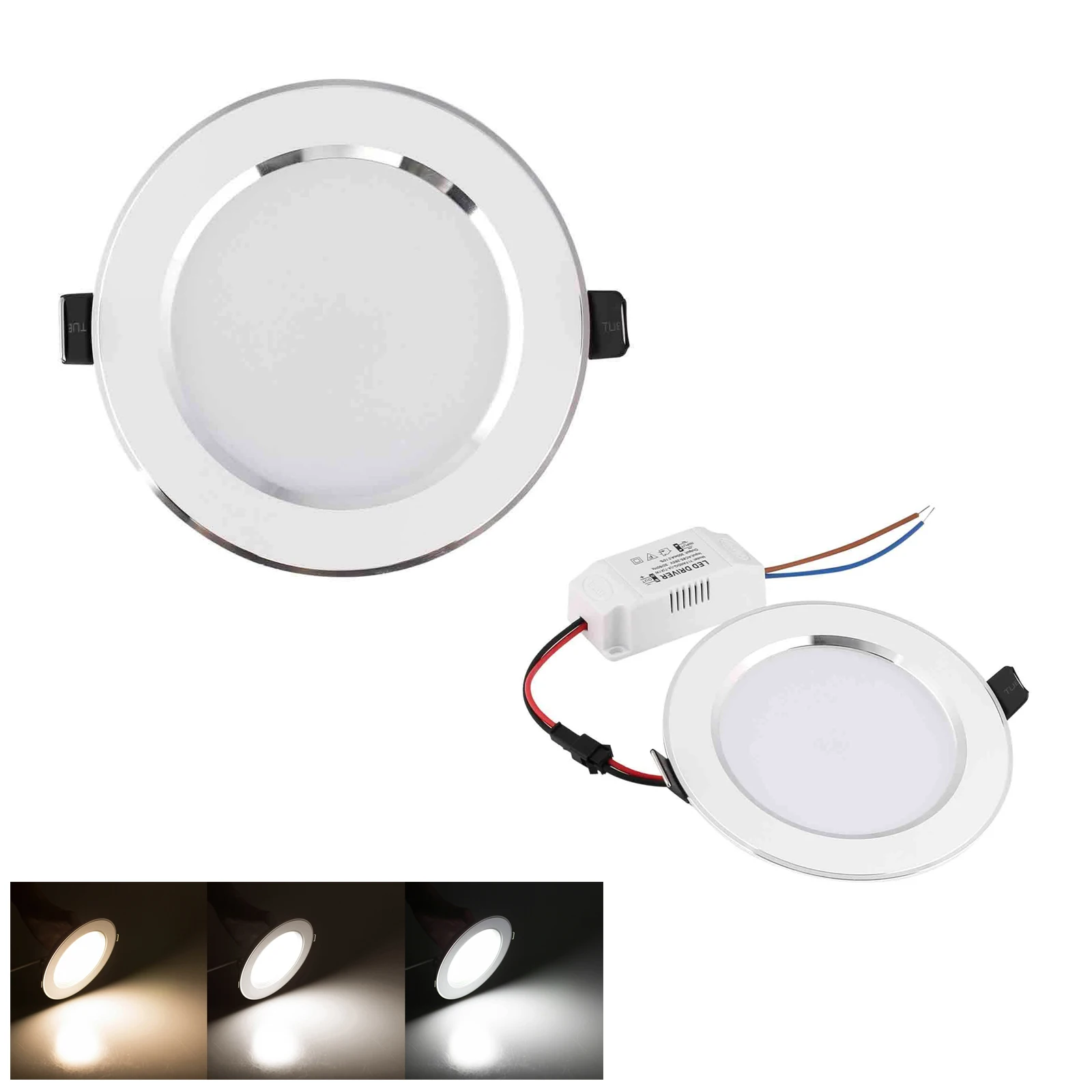 Dimmable LED Recessed Ceiling Downlight 3W 5W 7W 9W 12W 15W 18W 21W Down Light Fixture Lamp 110V 220V + Driver For Hotel Decor