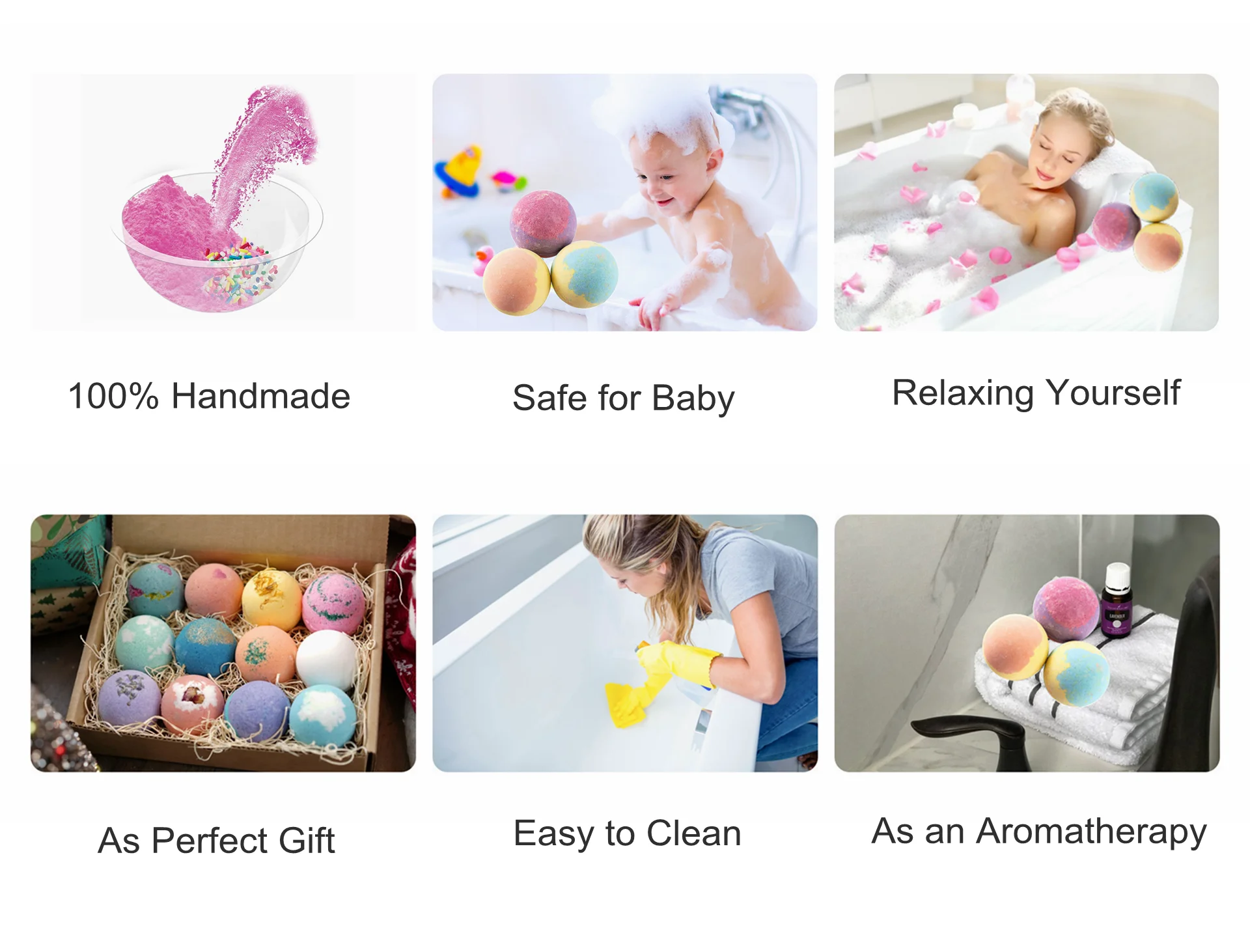 Natural Bath Bomb Gift Set Handmade Bubble Bathbombs For Women Kids
