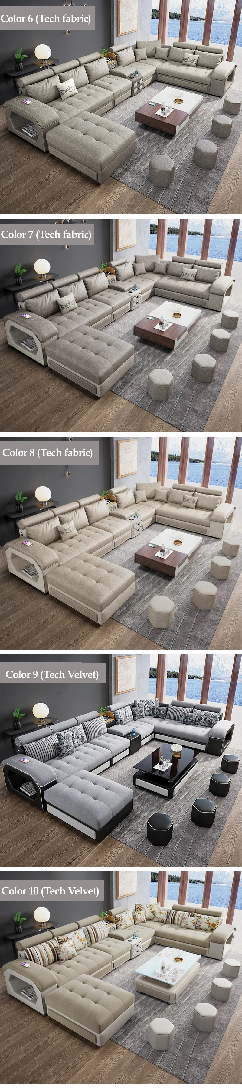 Factory direct high quality European style luxury functional fabric living room sofa set for sale