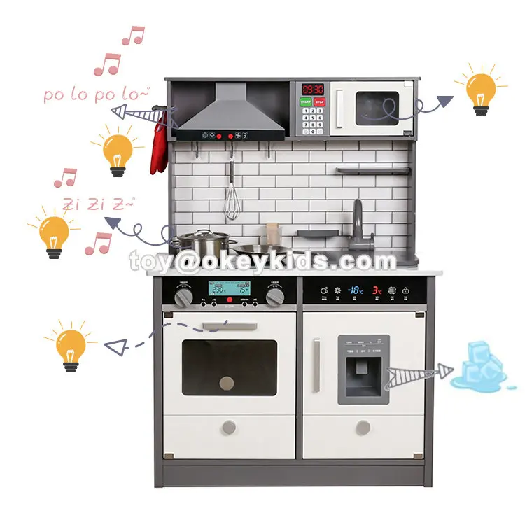 Modern White Wooden Toy Kitchen,Diy Wooden Toy Kitchen For Kids,Pretend Children Wooden Toy