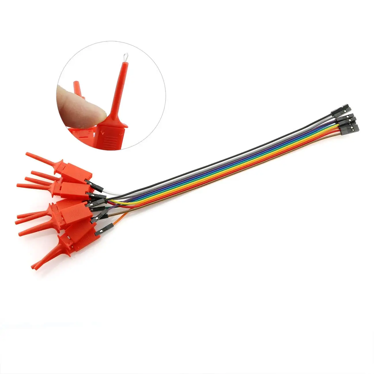 10 X Mini Test Hook Probe Spring Clip For PCB SMD IC Red 