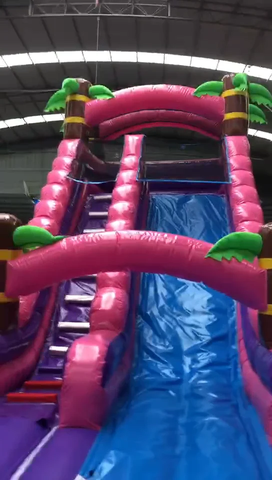 Karry最大のプール付きインフレータブルウォータースライド屋外インフレータブルビッグスライドとスリップトロピカルダブルウォータースライド中国