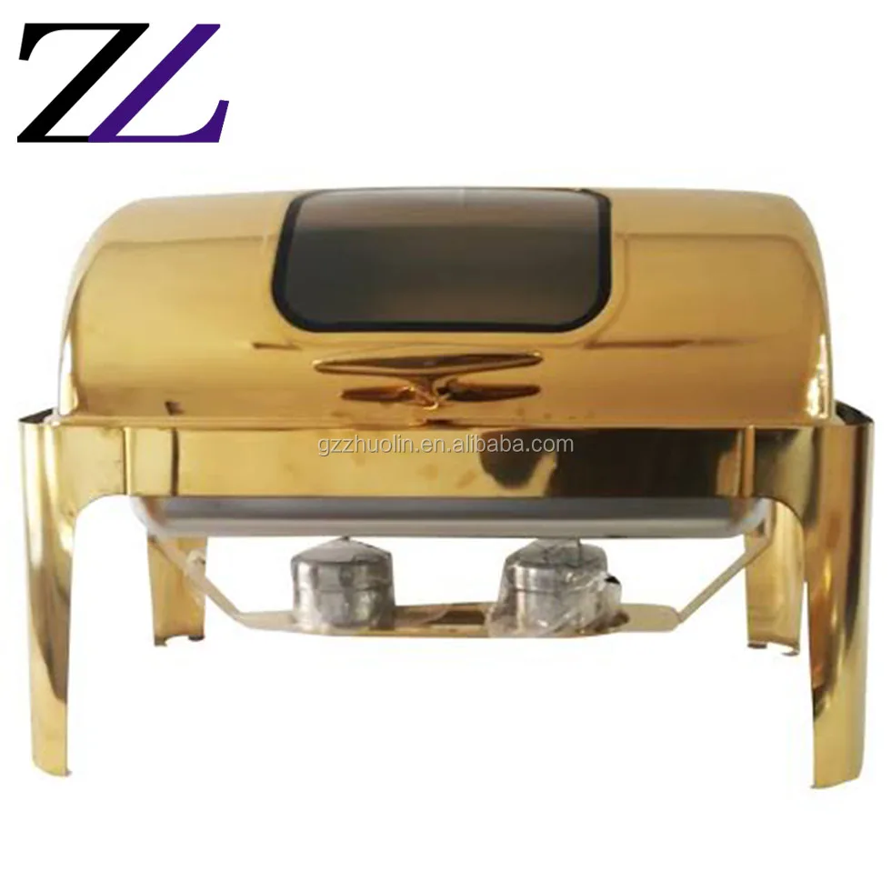 Catering Roll Top Chaffing Plated Food Warmer With Window Buffet