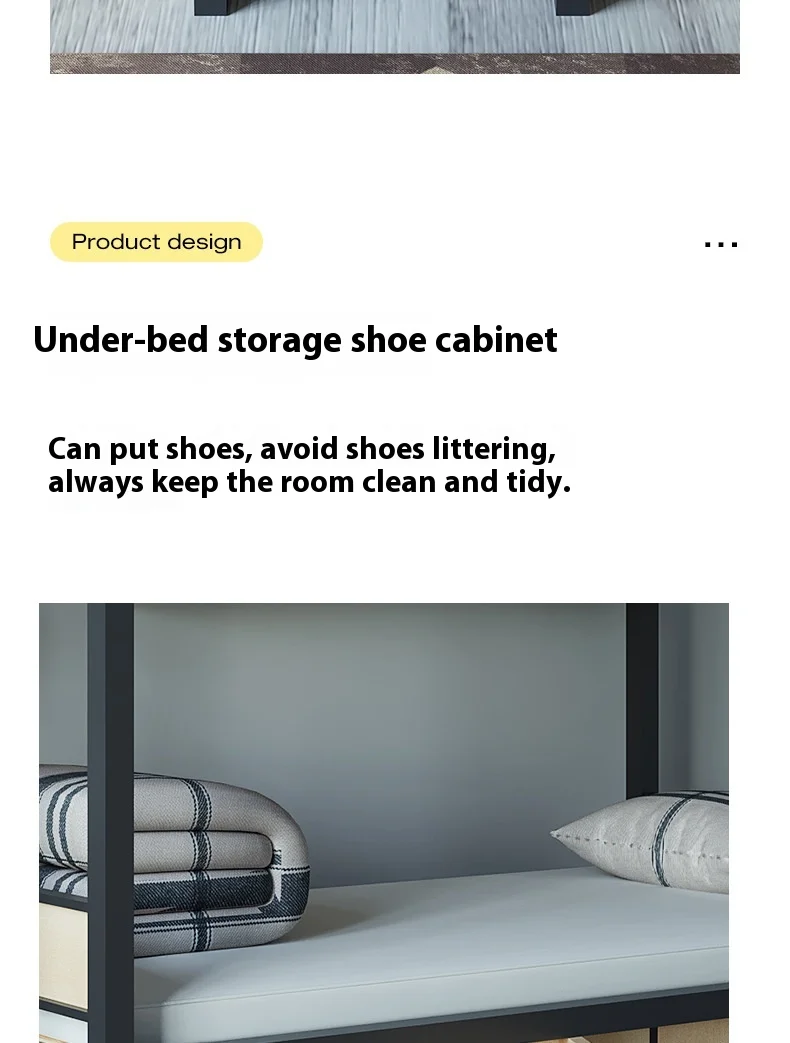 product modern two layer conjoined bunk iron bed student dormitory metal bunk bed-19