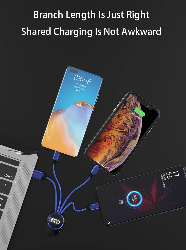 Best Selling 15CM Nylon Braided 3 IN 1 Phone Charging Cable Multi USB Cable For IPhone For Android And Type C - ANKUX.COM