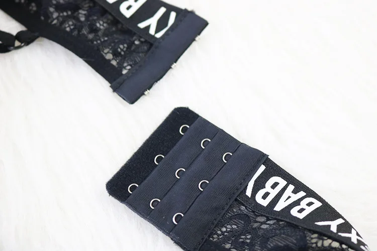 Eaby Hot Selling Sexy Lace Bikini Transparent Lettered Europe and America Sexy Lingerie Set