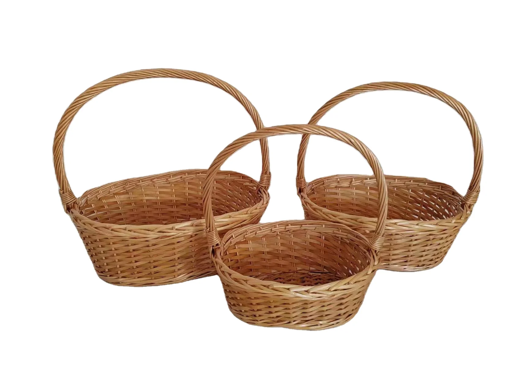 Handmade Woven Willow Wicker And Woodchip Basket Decorative Gift