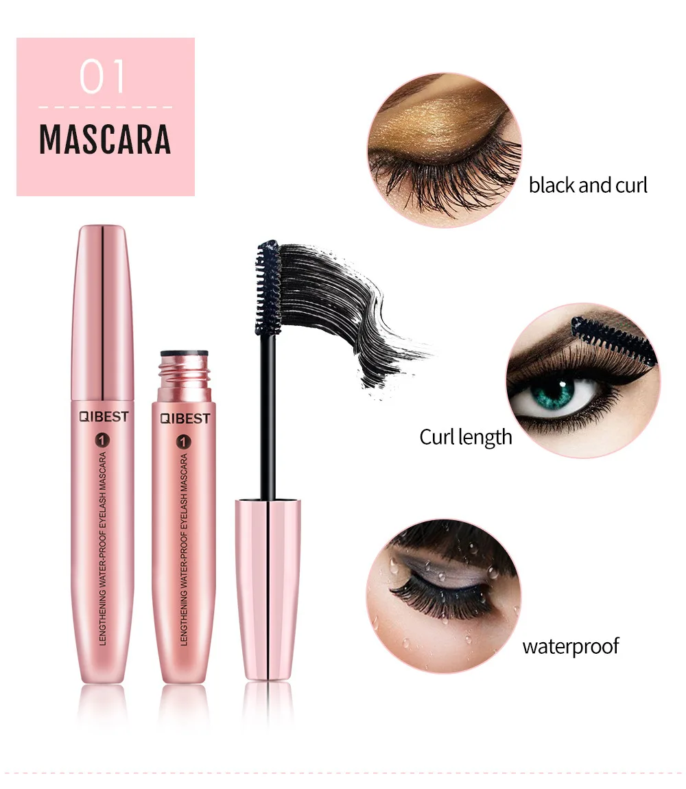 Qibest Eyes Makeup Eyelash Growth Serum 4d Fiber Lash Mascara Eyelash ...