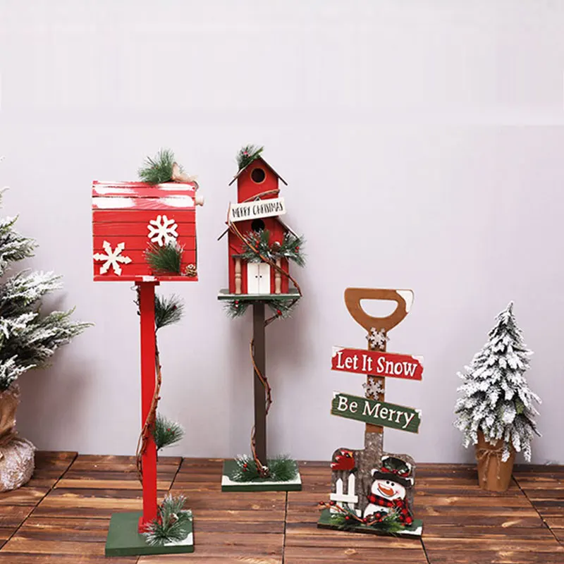 Christmas Decor Floor Letterbox Outdoor Postbox Handmade Wooden Craft