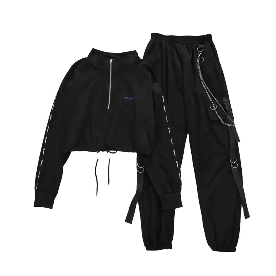 Bragas Con Bolsillos Punk Para Mujer,Pantalones De Jogging Con Cadena  Elástica,Ropa De Calle De Cintura Alta,Bragas Para Mujer 2021 - Buy Bragas  De Las Mujeres 2021 Pantalones De Moda Punk Bolsillos,Pantalón Jogger