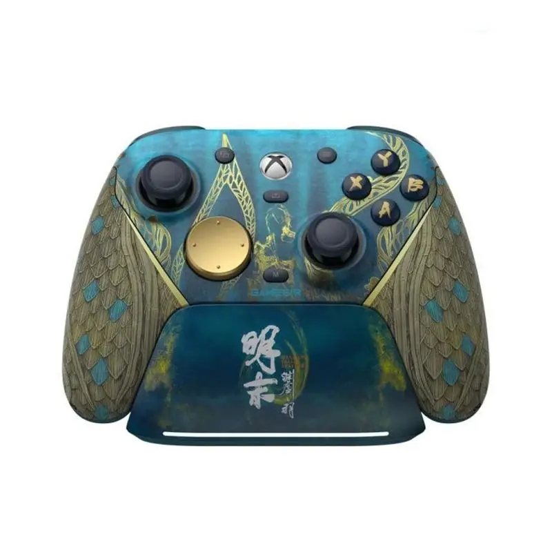 Side-by-side comparison of modern gaming controllers showing modular rear paddles and magnetic faceplate options