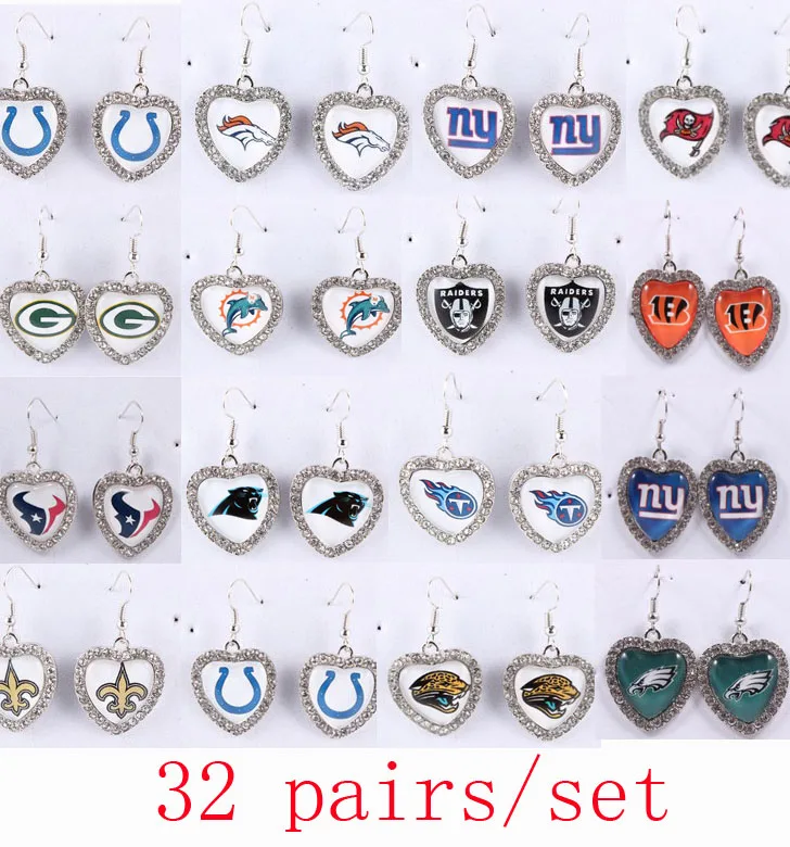 New Custom 32 Designs American Football Nfl Earrings Jewelry Buy Nfl Jewelry,Earrings,Nfl