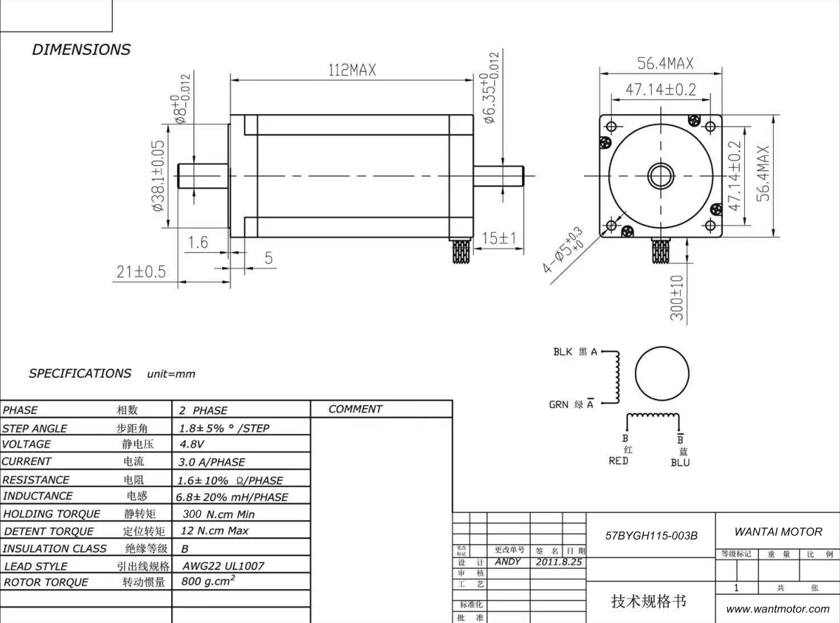 425oz-in Nema 23 cnc kit applied for engraving machine 57BYGH115-003B 