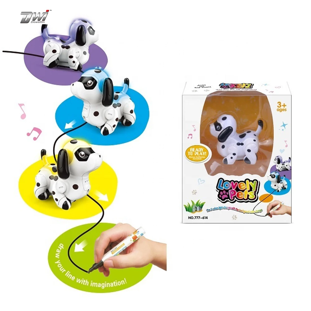 Magic Inductive Educational line following robot, Mini Dog with Colorful LED Lights Toys Gift for Kids