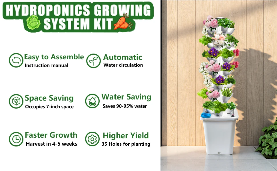 product hydroponic tower growing system drip irrigation pump automatic watering vertical design germination kit multifunctional light-1