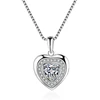 Hot sale pave rhinestone necklace 925 sterling silver full of love heart ruby color pendant
