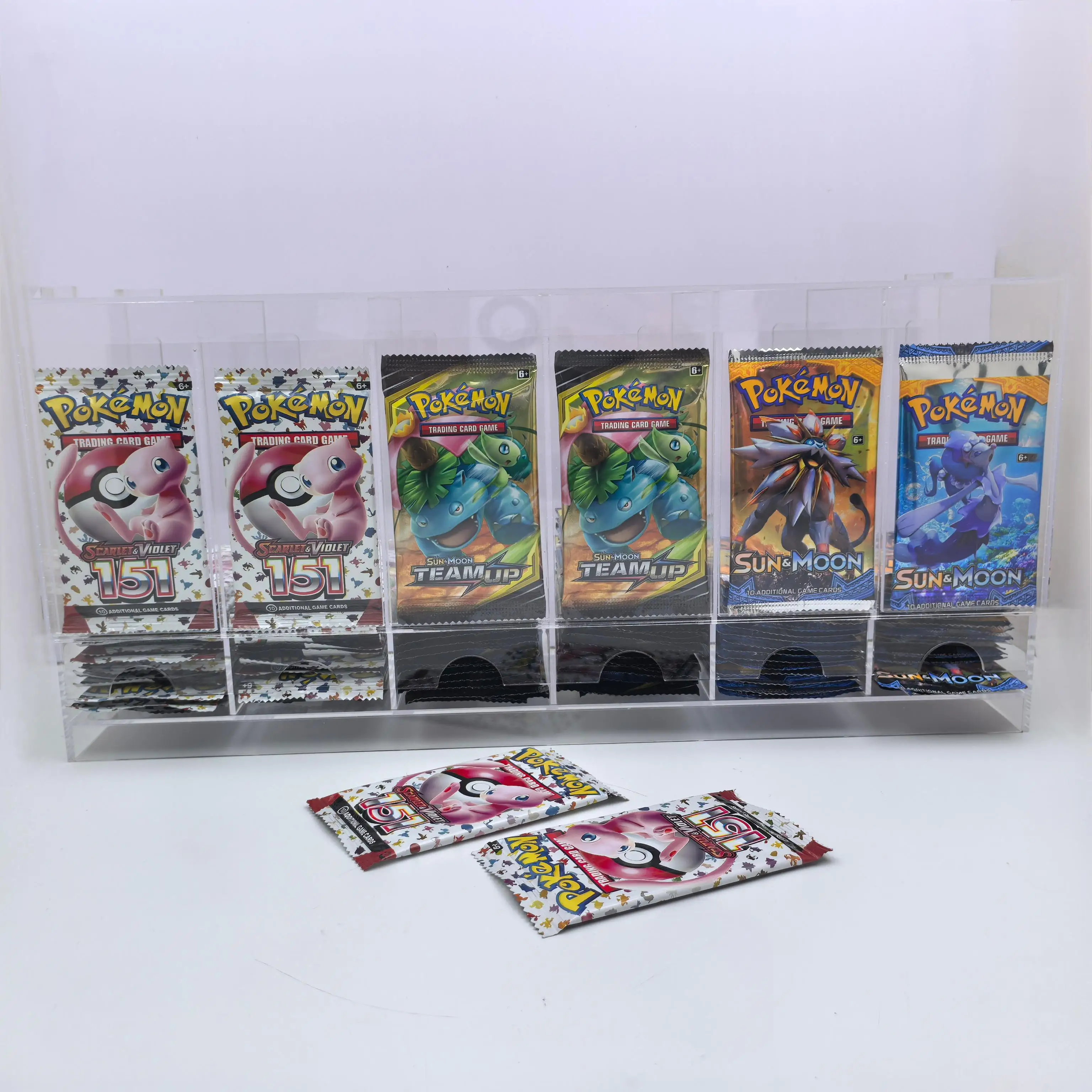 pokemon booster pack holder Pokmon Acrylic Case Stand This model can hold most standard size card booster packs (standard size cards = 2 in 6-Slot Booster Pack Acrylic Display