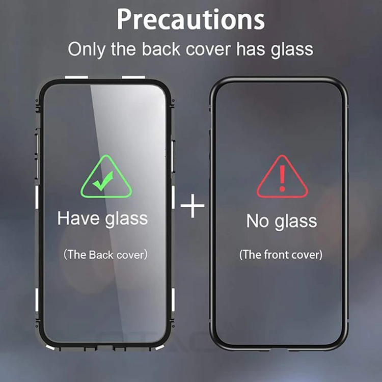 OTAO Metal Magnetic Adsorption Mobile Cover For iPhone 11 Pro XS MAX XR X 8 7 Plus Fundas Para Tempered Glass Magnet Ponsel Case