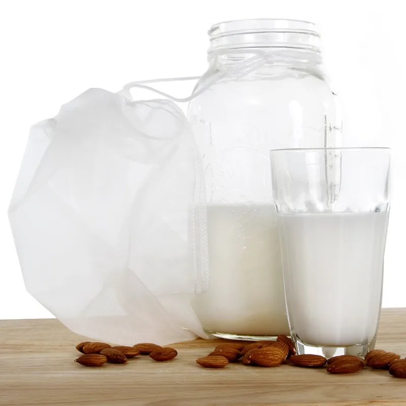 نايلون شبكة مرشح عصير الحليب حقيبة شبكة كيس فلتر حليب الجوز مع الرباط 4