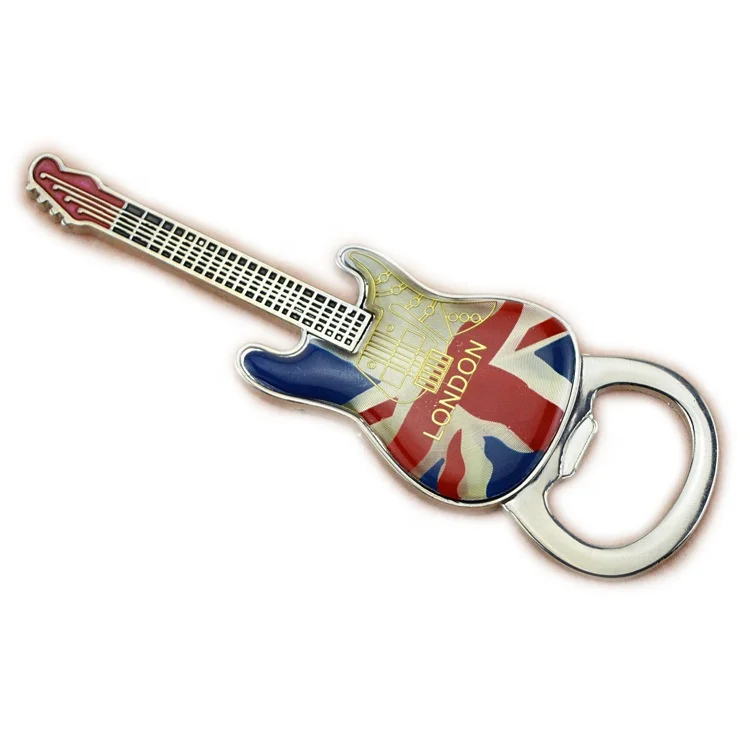 
Fancy design multifunction bottle opener fridge magnet sticker metal alloy guitar keychain 