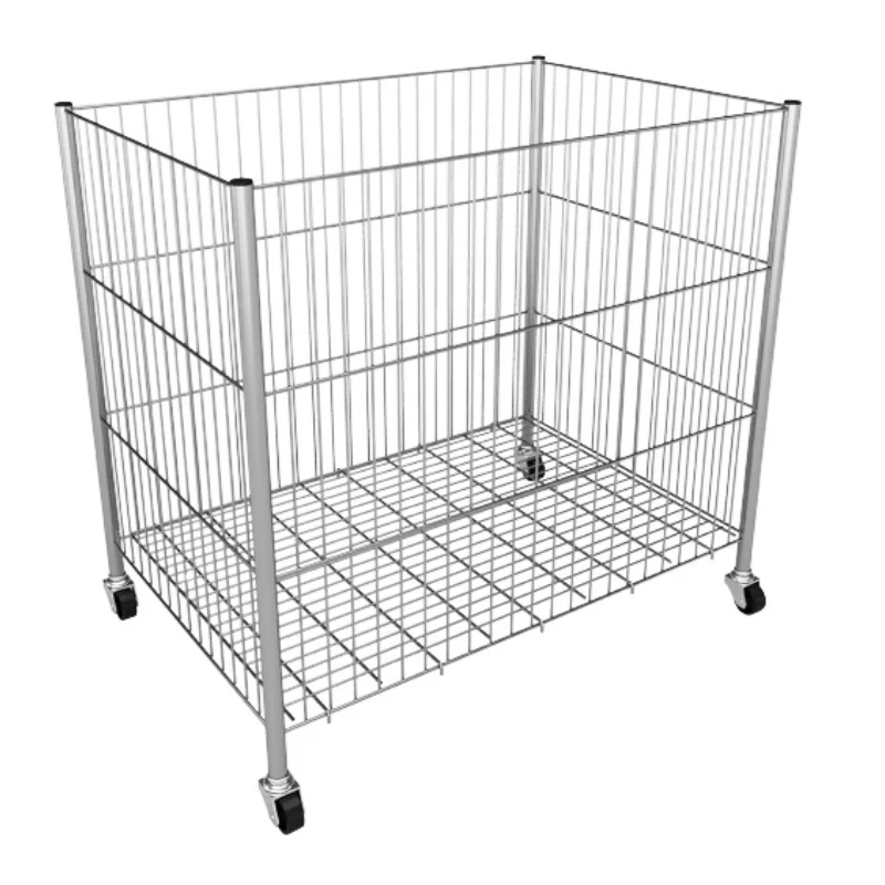 Supermarket Mall Promotion Clothes Cage Grid Storage Basket Mobile Car