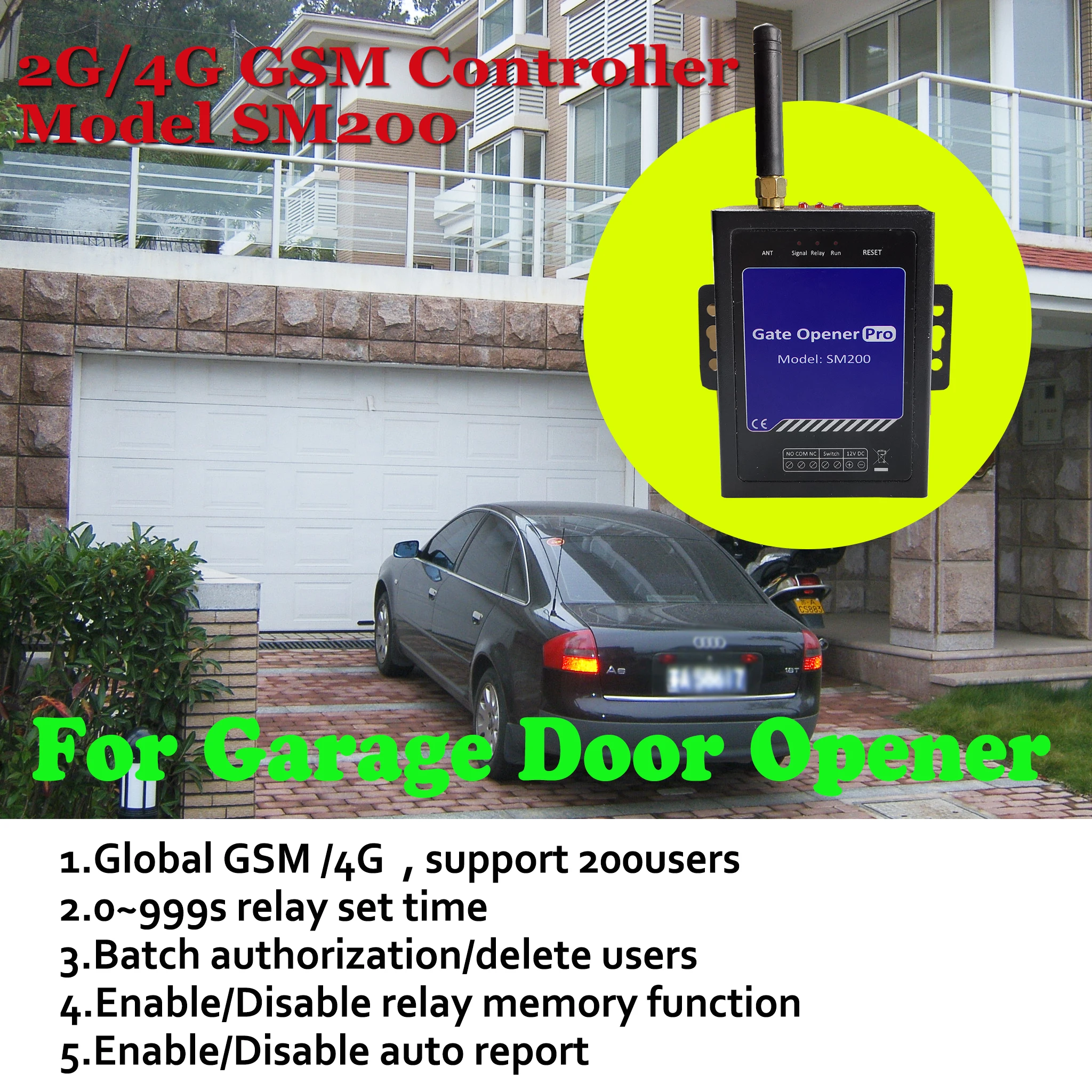 Remote Gate Call Box Modern Smart Gate Controller GSM Dialer SM200 2G/4G Relay Switch for ...