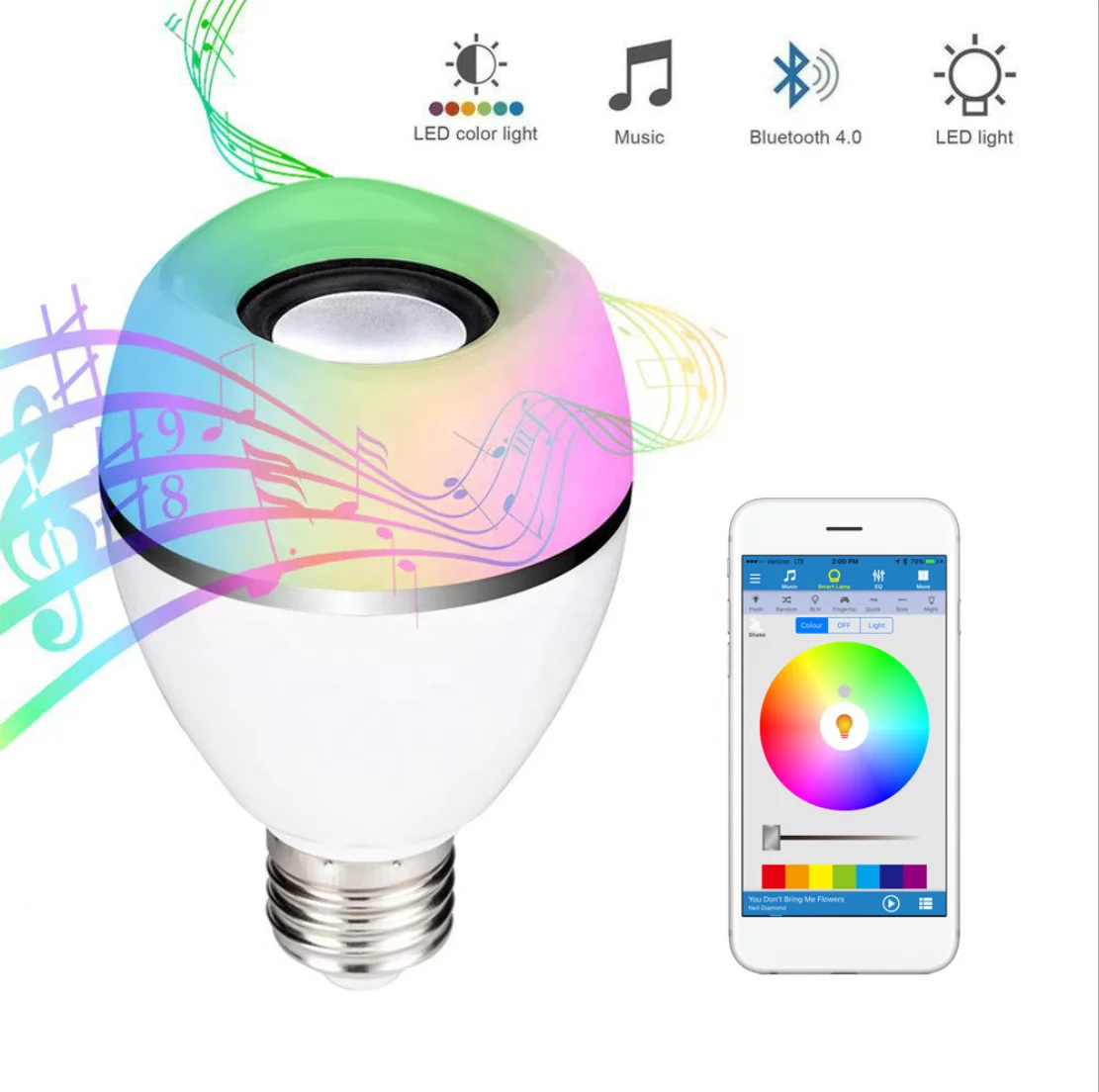 LED Bluetooth Light Bulb Speaker, Texsens Multi-Connected Music Bulbs, 8W E26 RGB + Warm White Color Changing Lamp with APP Cont