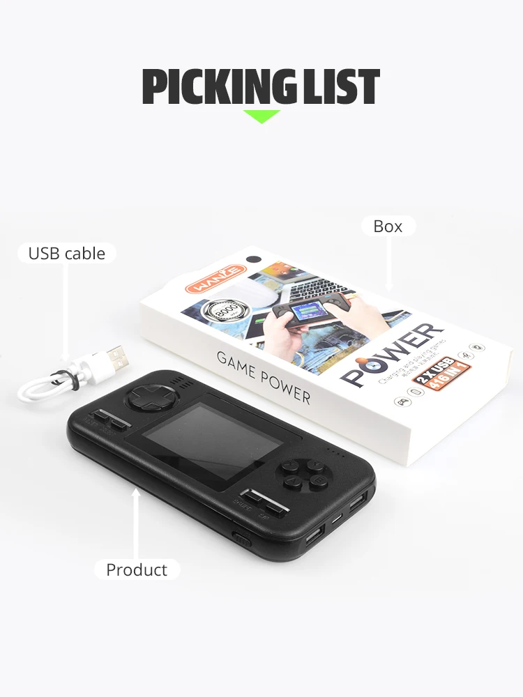DATEN FROSCH Handheld Tragbare Retro Spielkonsole mit 8000mAh Power Bank Buil-in 416 Klassische Spiele Mini Handheld konsole