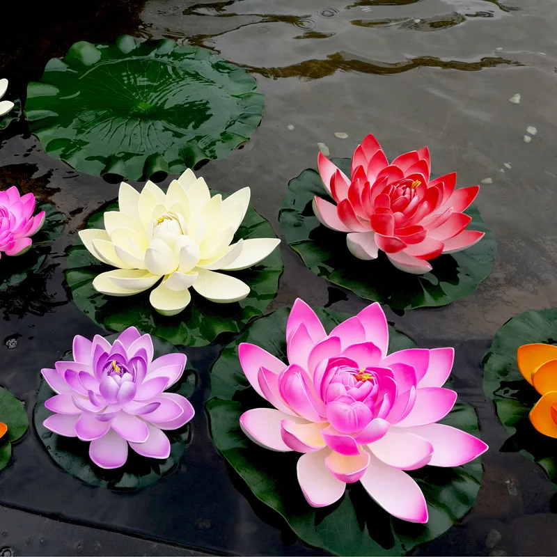 Details about   5PCS Artificial-Lotus Water Lily Floating Flower Garden Pool Pond Plant Decors 