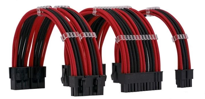 PCI-E Extension Cable Kit 500mm Length 24 Pin/ 8pin Black/Red 4+4 M/B, 6+2 