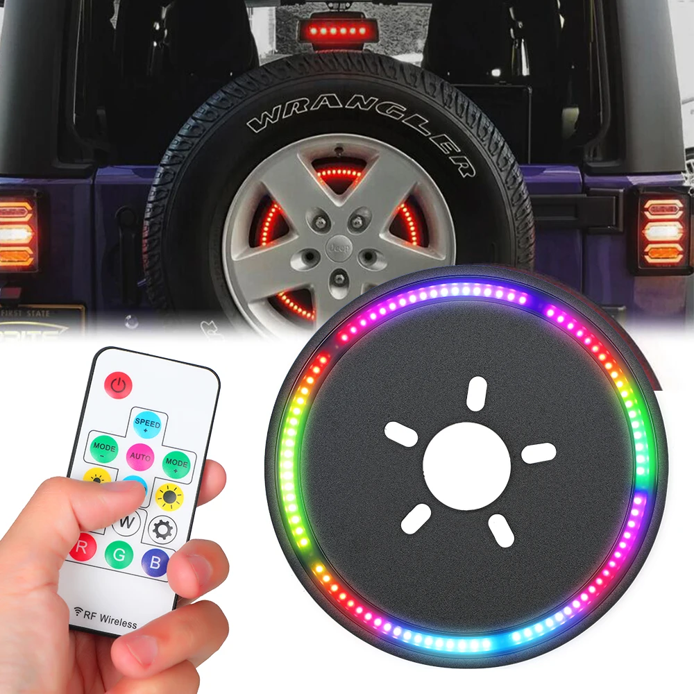 2020 Trending RGB Color LED Tire Light Third Brake Light Ring Spare Tire Brake Light for 2018 2019 Jeep Wrangler JL
