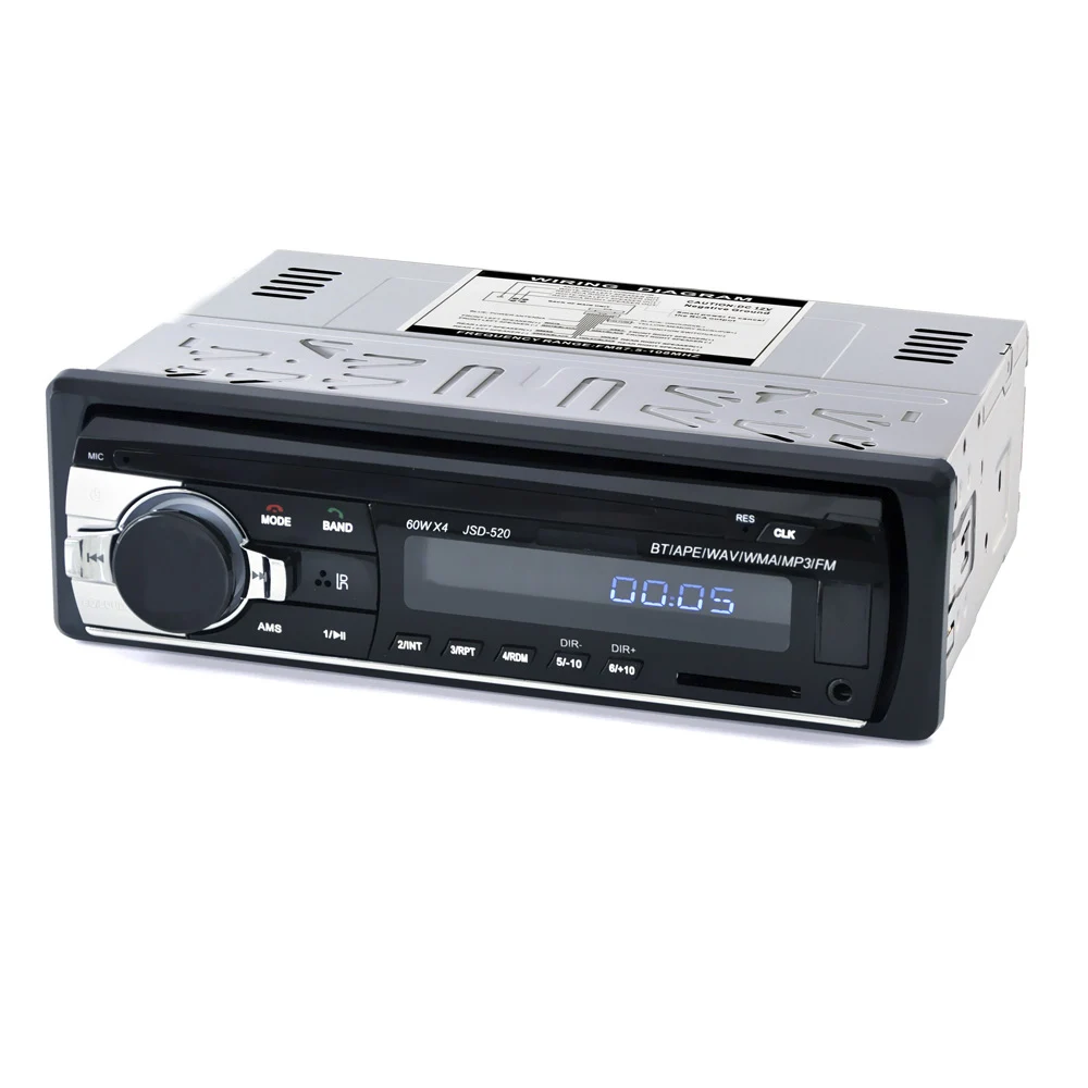 автомагнитола 1din 12v fm/sd/usb/bluetooth 520-bt