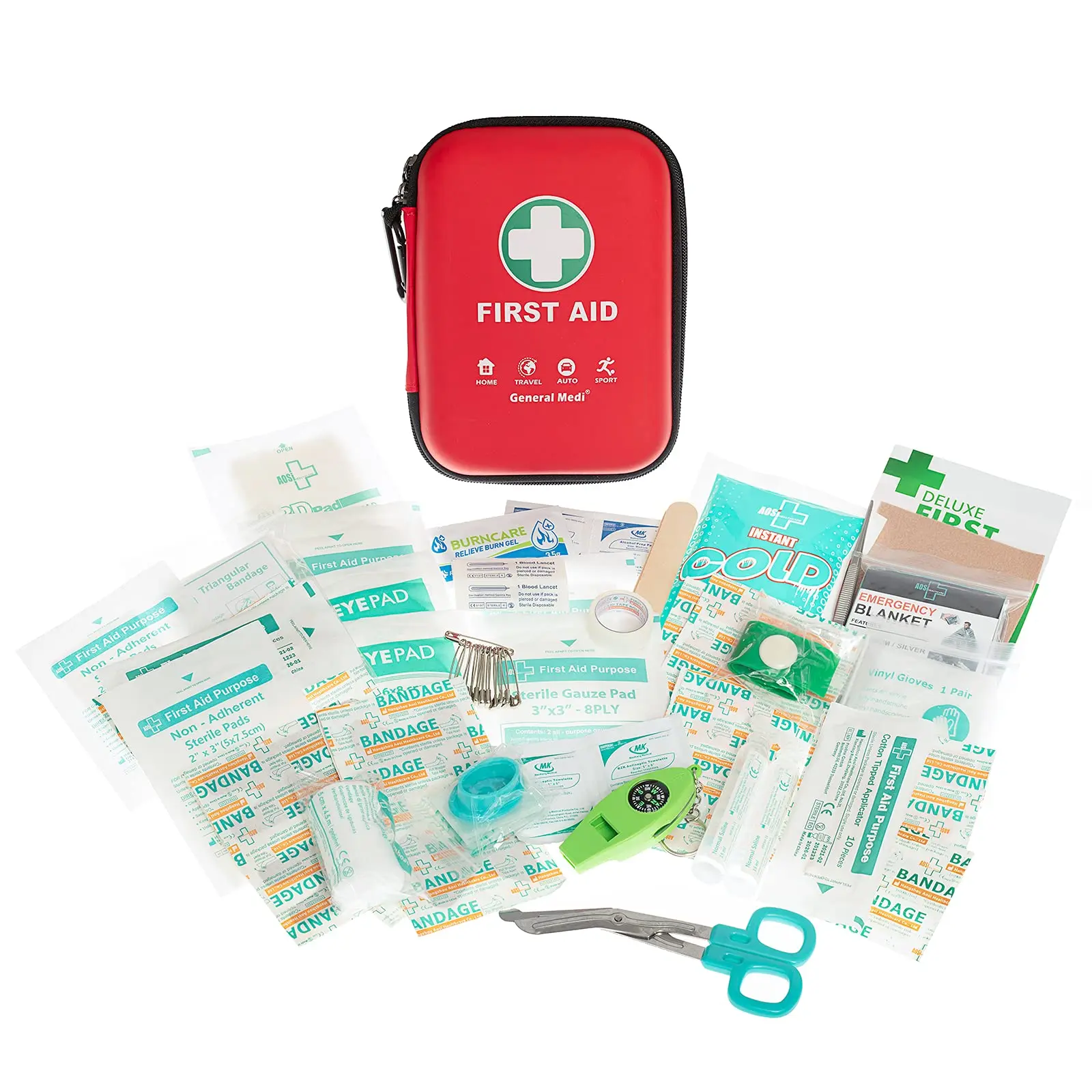 Portable Hard Case Lightweight First Aid Ce Red First Aid Kit Travel ...