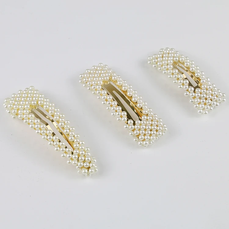 Duck bill hair clips,accessories pearl hairpin for hair, custom fashion pearl gold metal hair clips for girls accessories