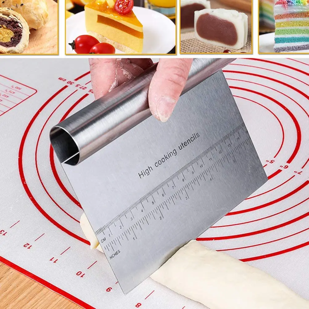 Stainless Steel Pastry Bench Scraper Dough Cutter Divider Pizza Cake Cookies BL 