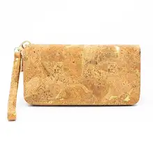 Кошелек для монет кожаная сумка женская RFID длинная молния из пробкового дерева Vegan кошелек экологичный пробковый кошелек для дам