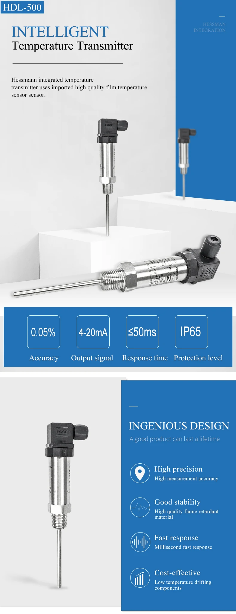 China 4 ~20mA Explosion Proof Fuel Temperature Sensor Transmitter PT100  DC24V DC12V IP68 manufacturers and suppliers