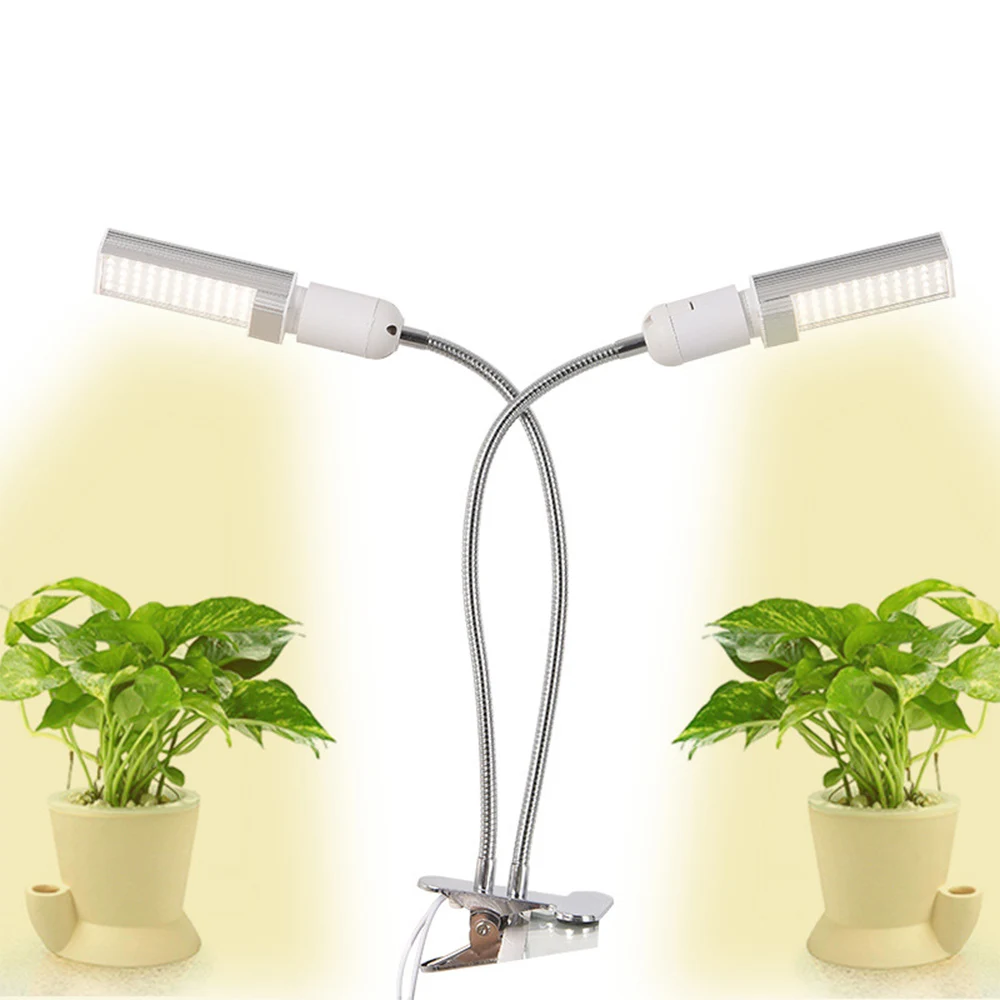 45W Dual Head Gooseneck Plant Light Full Spectrum LED Grow Light with Replaceable Bulbs