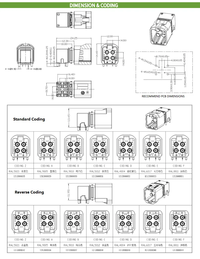 Automotive Mini Fakra Oppsit C Male Mate-ax 4pin High Speed Connector ...