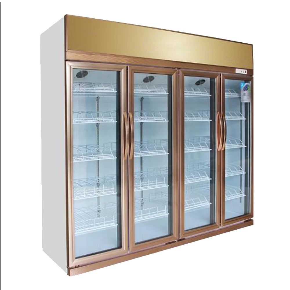 果汁饮料无霜保鲜风冷三门展示柜冷藏垂直商业展示内阁 - buy show