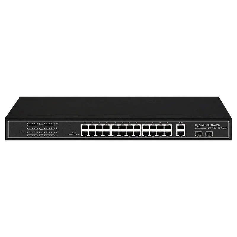 24-port 100M PoE Switch with 2 Gigabit Combo Unmanaged Switch Support IEEE802.3 BT supplier