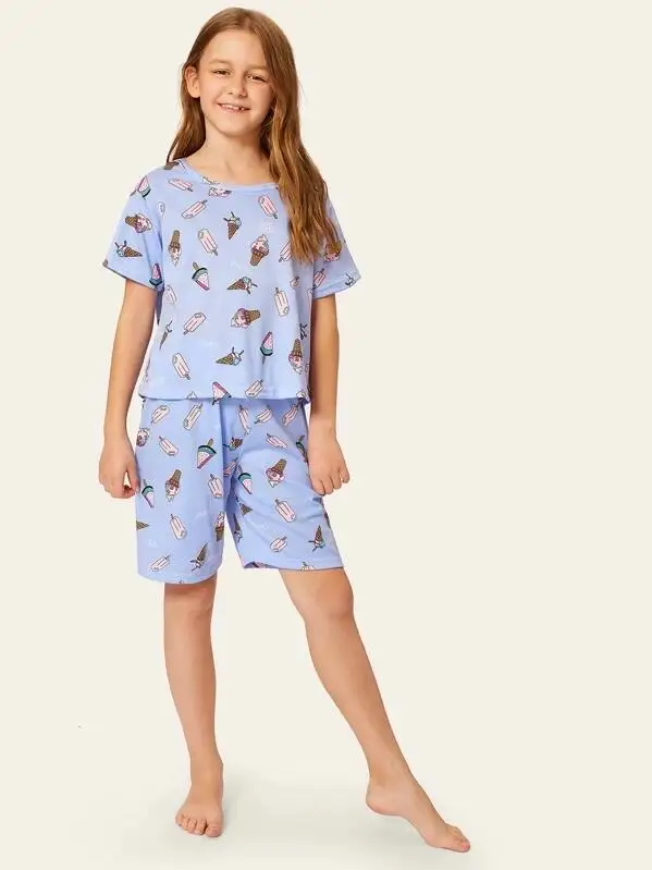 Hot Sale New Design Pink Baby Summer Children Silk Satin Pajamas Set