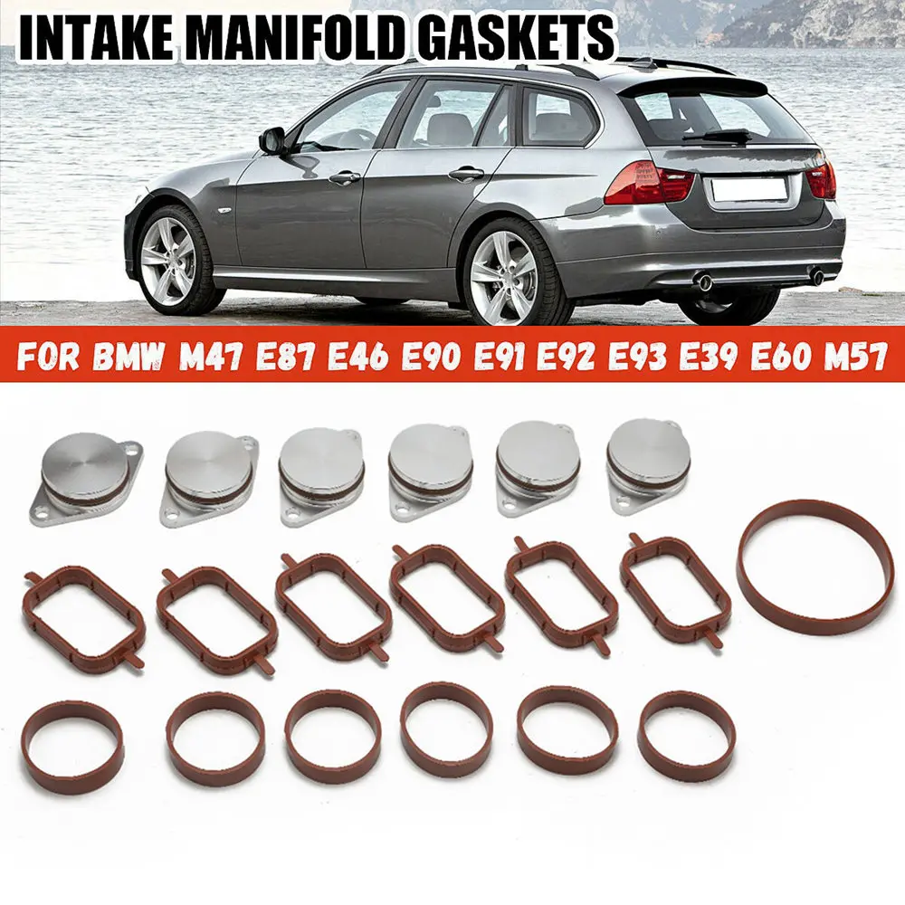 Set of 6x 1.25 Swirl Flap delete kits with Intake Manifold Gaskets for M47 and M57 diesel engines 330d 335d 530d 730d 535d X3 X5 X6 Twowinds 