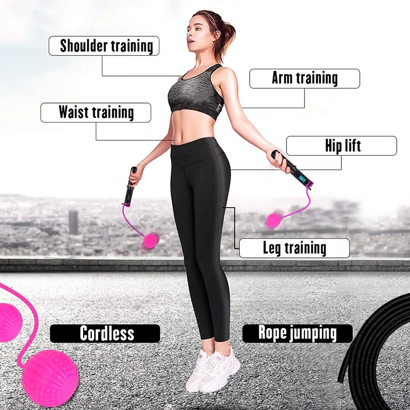 Calorie Counter Jump Rope Digital Weighted Counting Speed Skipping Rope  Adjustable Cordless Jumping Rope with Time Setting