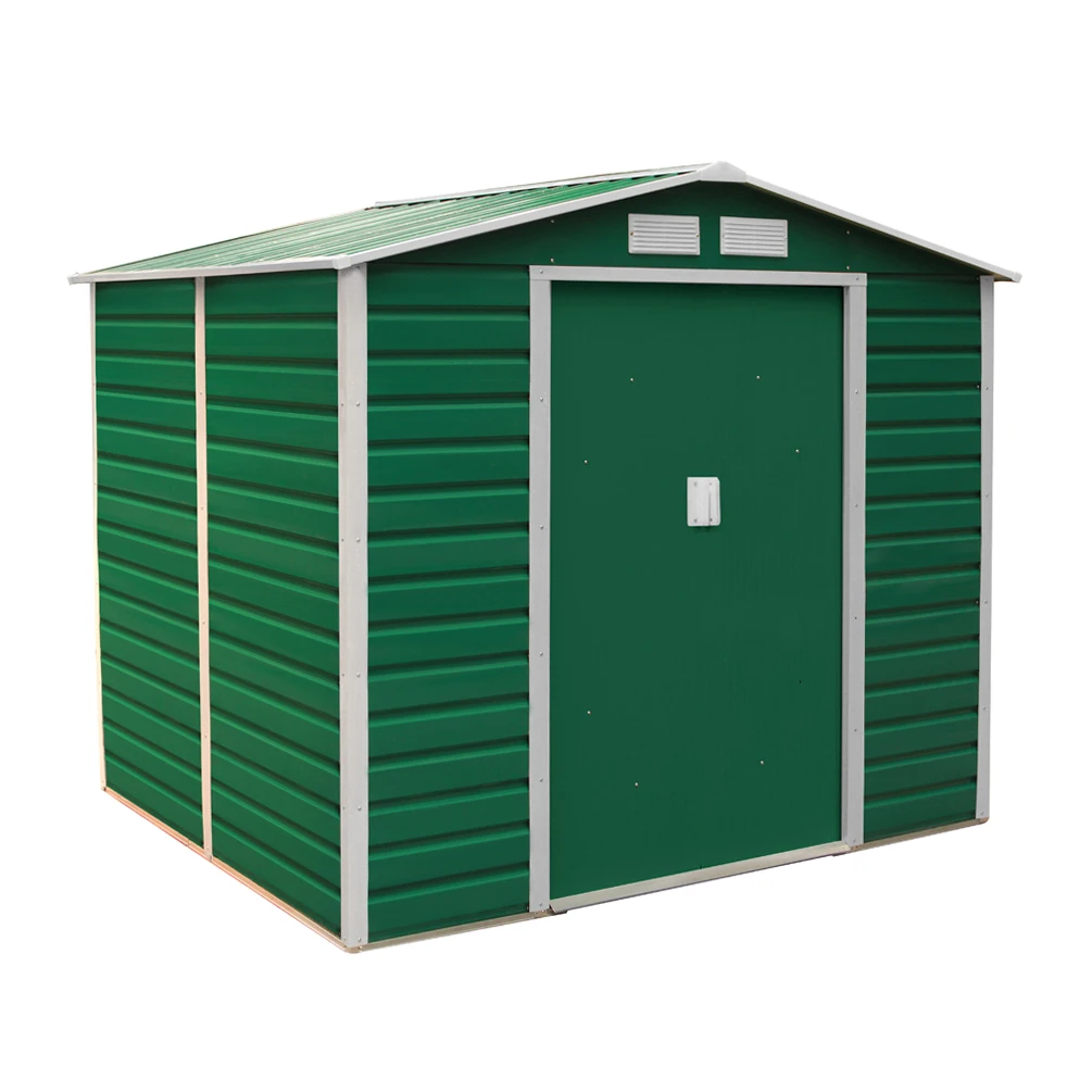 4.1m2 Rain Proof Classic Corrugated Steel Green Garden Shed Storage ...